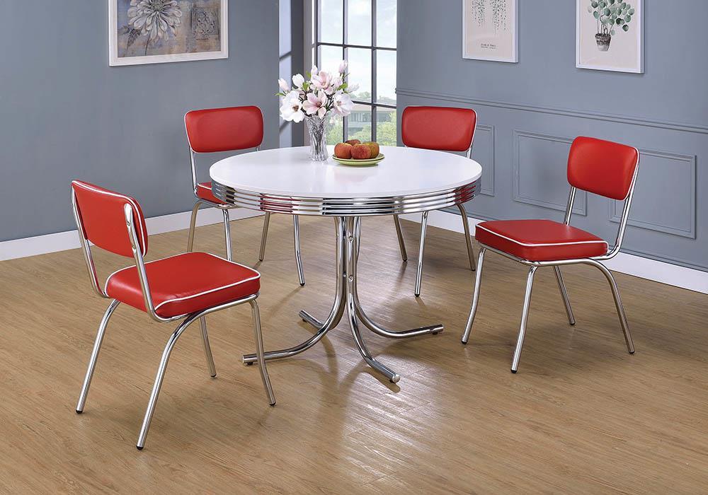 Retro White and Chrome Dining Table - Eclectic 79 Furniture Store