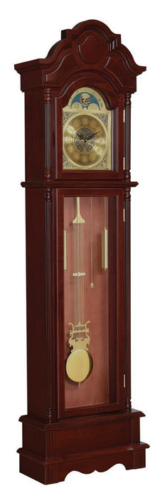 Traditional Brown Red Grandfather Clock - Eclectic 79 Furniture Store