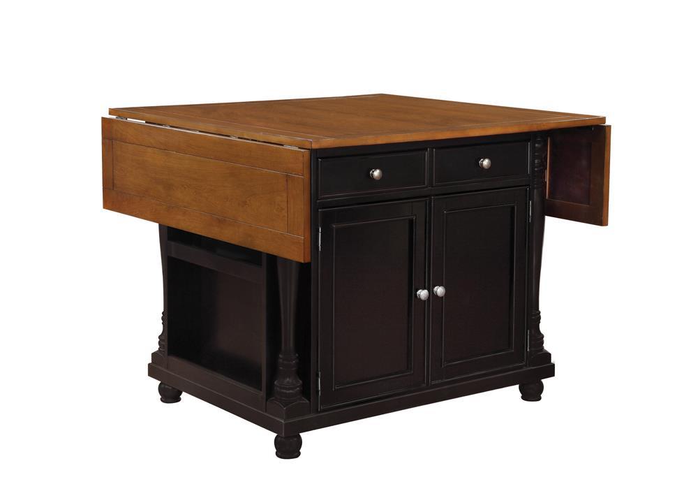 Slater Country Cherry and Black Kitchen Island - Eclectic 79 Furniture Store
