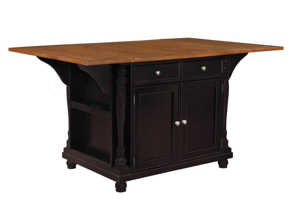 Slater Country Cherry and Black Kitchen Island - Eclectic 79 Furniture Store
