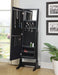 Transitional Black Cheval Mirror and Jewelry Armoire - Eclectic 79 Furniture Store