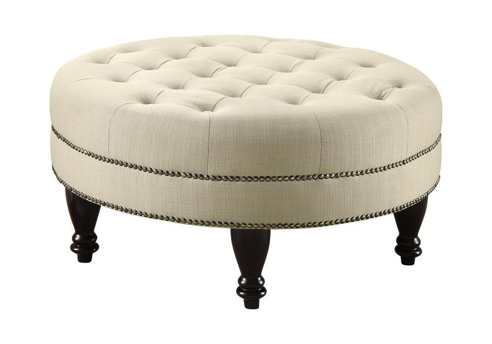 Traditional Round Cocktail Ottoman - Eclectic 79 Furniture Store
