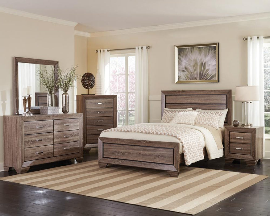Kauffman Transitional Washed Taupe Eastern King Bed - Eclectic 79 Furniture Store