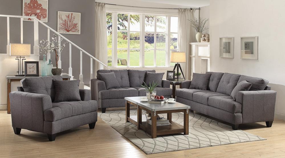 Samuel Transitional Charcoal Loveseat - Eclectic 79 Furniture Store