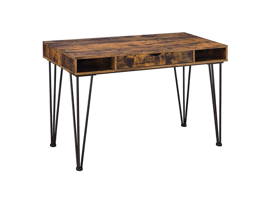 Industrial Antique Nutmeg Writing Desk - Eclectic 79 Furniture Store