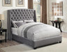 Pissarro Transitional Upholstered Grey and Chocolate Queen Bed - Eclectic 79 Furniture Store