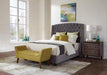 Pissarro Transitional Upholstered Grey and Chocolate Queen Bed - Eclectic 79 Furniture Store