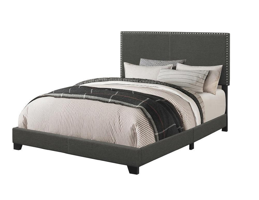 Boyd Upholstered Charcoal California King Bed - Eclectic 79 Furniture Store