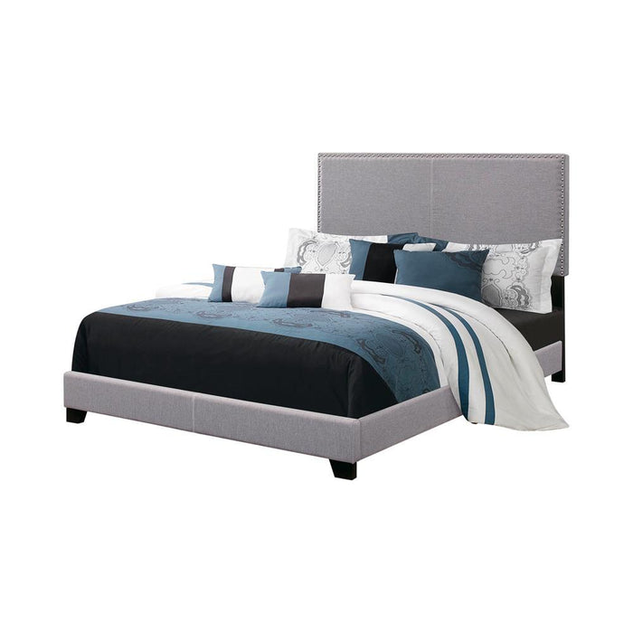 Boyd Upholstered Grey Queen Bed - Eclectic 79 Furniture Store