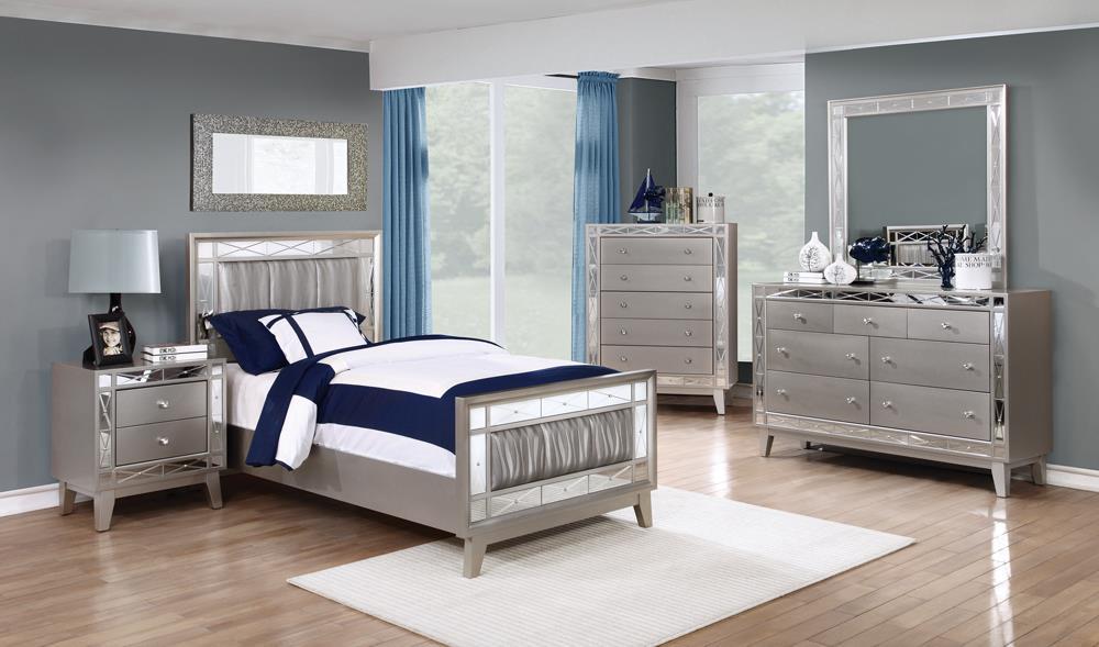 Leighton Contemporary Metallic Twin Bed - Eclectic 79 Furniture Store