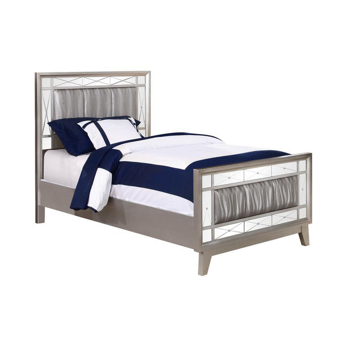 Leighton Contemporary Metallic Twin Bed - Eclectic 79 Furniture Store