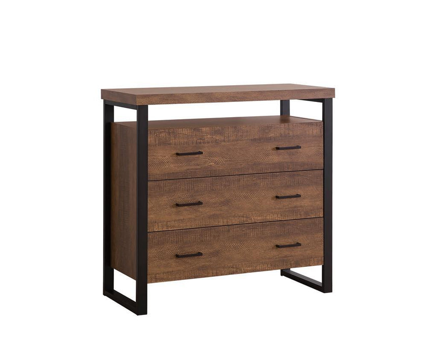 Rustic Amber Three-Drawer Accent Cabinet - Eclectic 79 Furniture Store