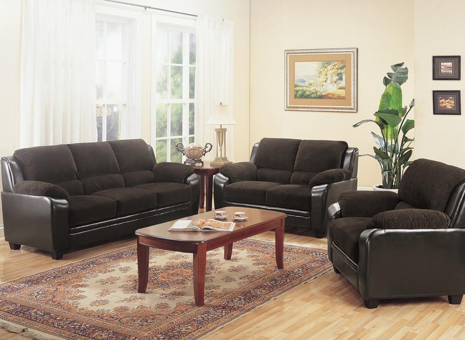 Monika Transitional Chocolate Sofa - Eclectic 79 Furniture Store