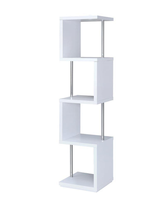 Modern White Four-Tier Bookcase - Eclectic 79 Furniture Store