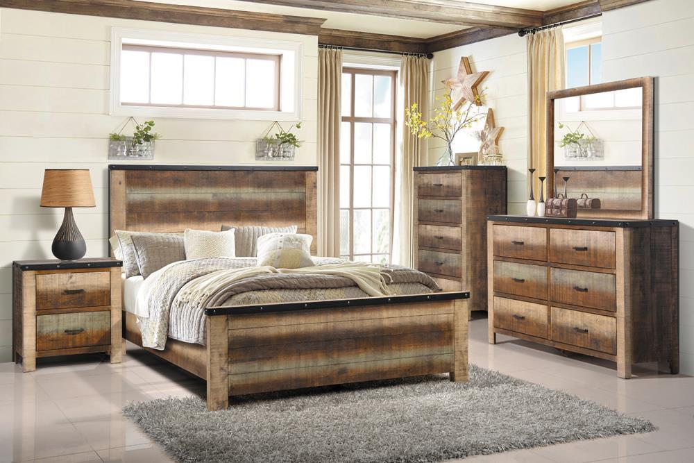 Sembene Bedroom Rustic Antique Multi-Color Queen Bed - Eclectic 79 Furniture Store