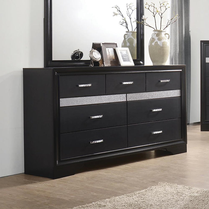 Miranda Transitional Black Seven-Drawer Nightstand - Eclectic 79 Furniture Store