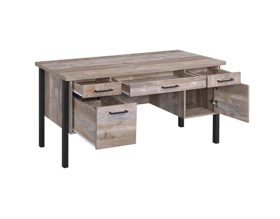 Samson Rustic Weathered Oak Office Desk - Eclectic 79 Furniture Store
