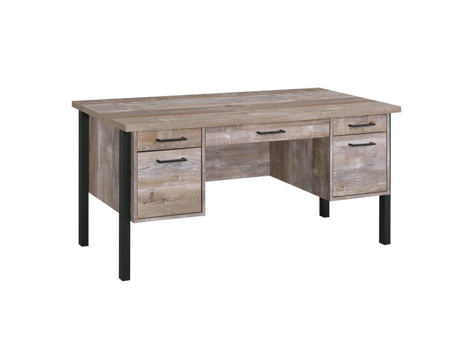 Samson Rustic Weathered Oak Office Desk - Eclectic 79 Furniture Store