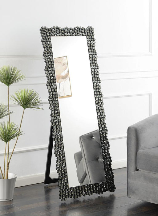 Silver and Smoke Grey Standing Cheval Mirror - Eclectic 79 Furniture Store