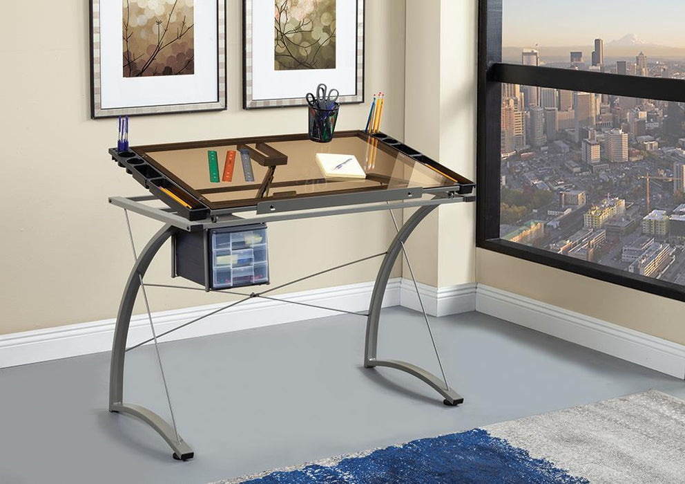 G800986 Contemporary Glass Top Drafting Desk - Eclectic 79 Furniture Store