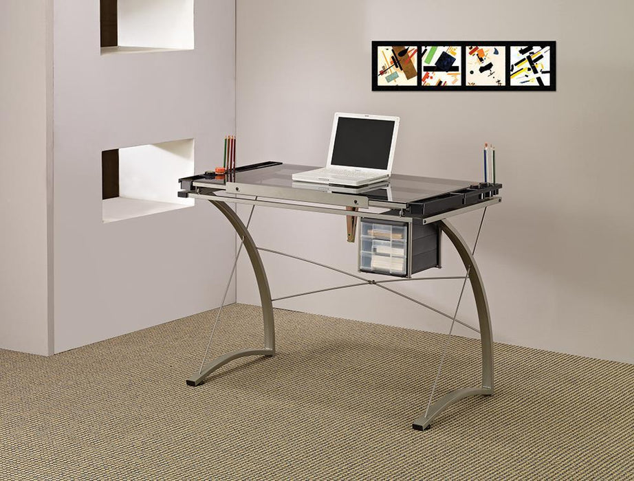 G800986 Contemporary Glass Top Drafting Desk - Eclectic 79 Furniture Store