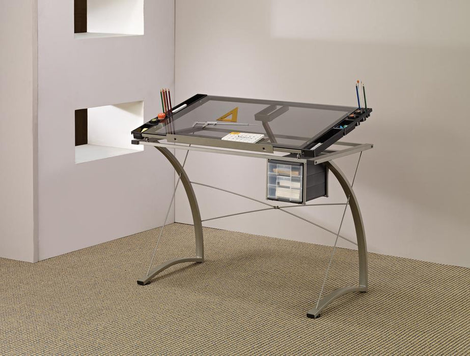 G800986 Contemporary Glass Top Drafting Desk - Eclectic 79 Furniture Store