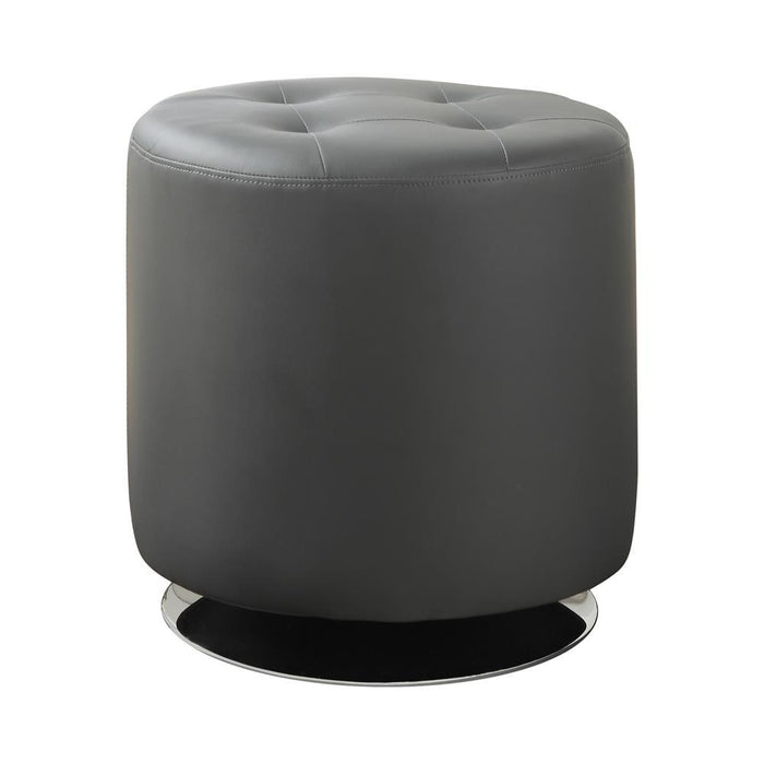 G500554 Contemporary Grey Round Ottoman - Eclectic 79 Furniture Store