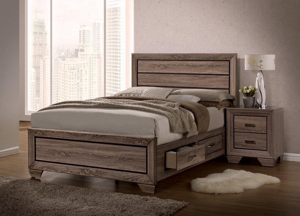 Kauffman Transitional Washed Taupe Eastern King Bed - Eclectic 79 Furniture Store