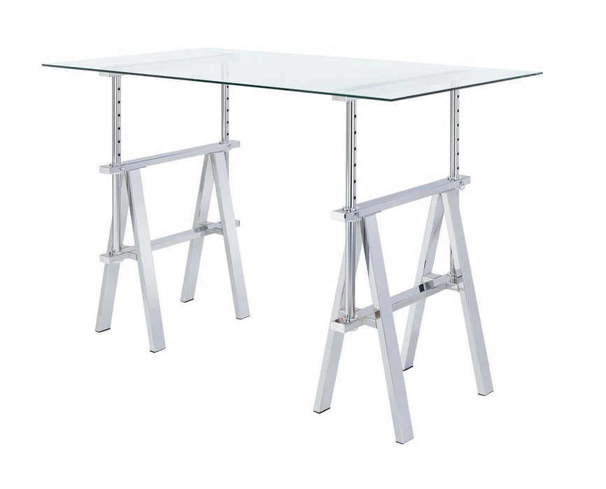 G800900 Casual Silver Glass Top Adjustable Writing Desk