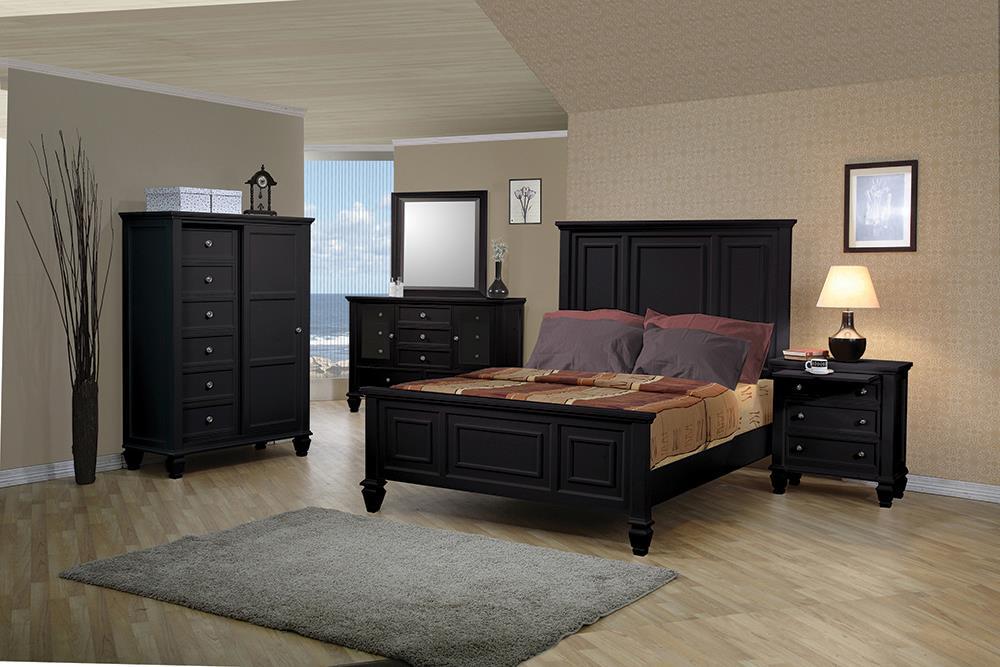 Sandy Beach Black California King Five-Piece Bedroom Set - Eclectic 79 Furniture Store