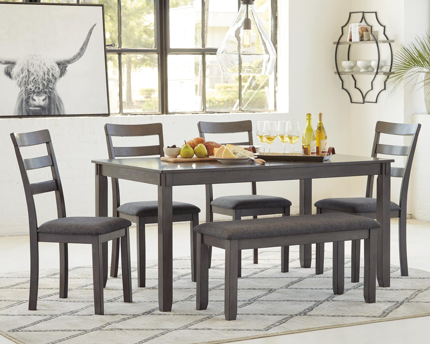Bridson Dining Table and Chairs with Bench (Set of 6) - Eclectic 79 Furniture Store
