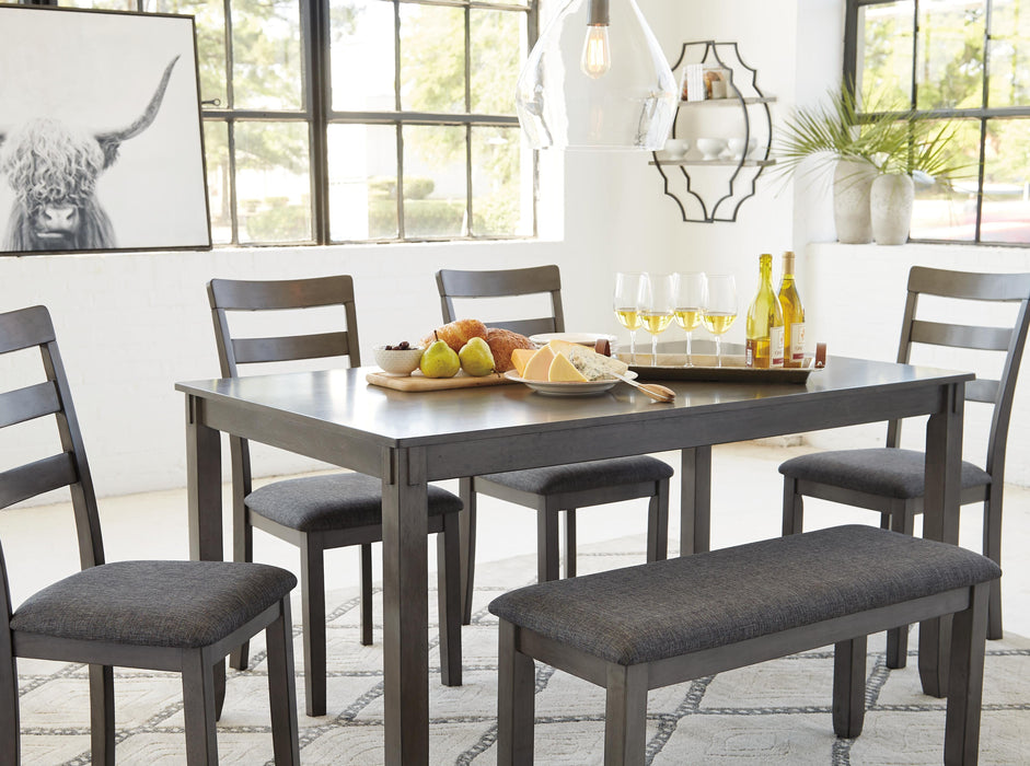 Bridson Dining Table and Chairs with Bench (Set of 6) - Eclectic 79 Furniture Store