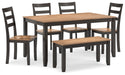 Gesthaven Dining Table with 4 Chairs and Bench (Set of 6) - Eclectic 79 Furniture Store