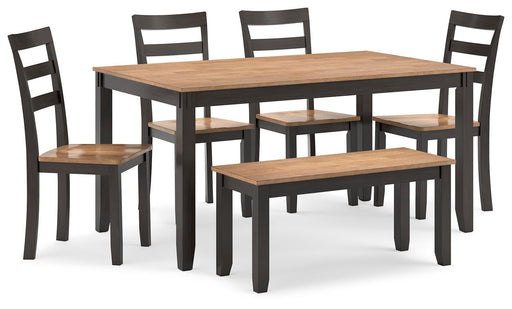Gesthaven Dining Table with 4 Chairs and Bench (Set of 6) - Eclectic 79 Furniture Store