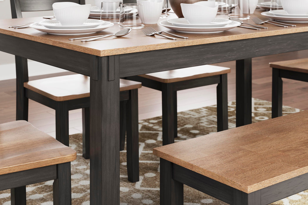 Gesthaven Dining Table with 4 Chairs and Bench (Set of 6) - Eclectic 79 Furniture Store