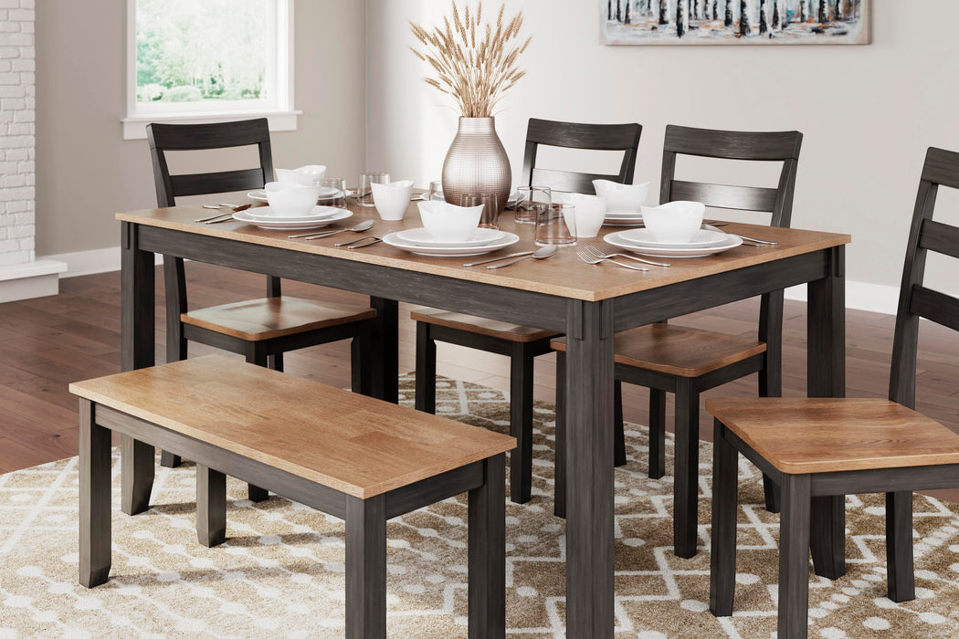 Gesthaven Dining Table with 4 Chairs and Bench (Set of 6) - Eclectic 79 Furniture Store