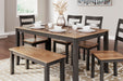 Gesthaven Dining Table with 4 Chairs and Bench (Set of 6) - Eclectic 79 Furniture Store