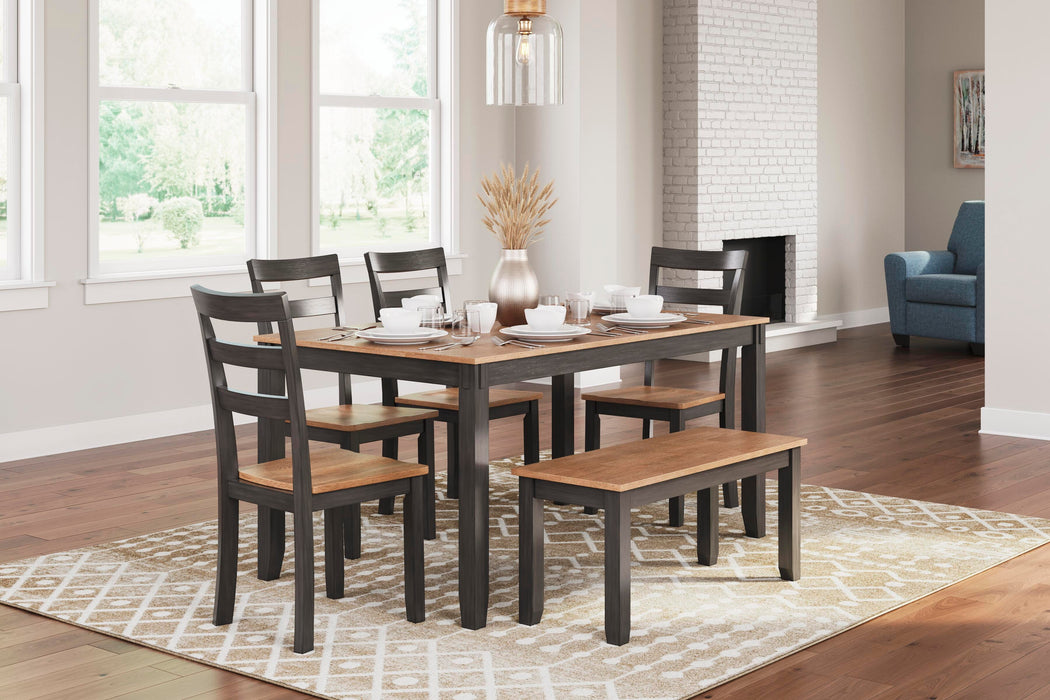 Gesthaven Dining Table with 4 Chairs and Bench (Set of 6) - Eclectic 79 Furniture Store