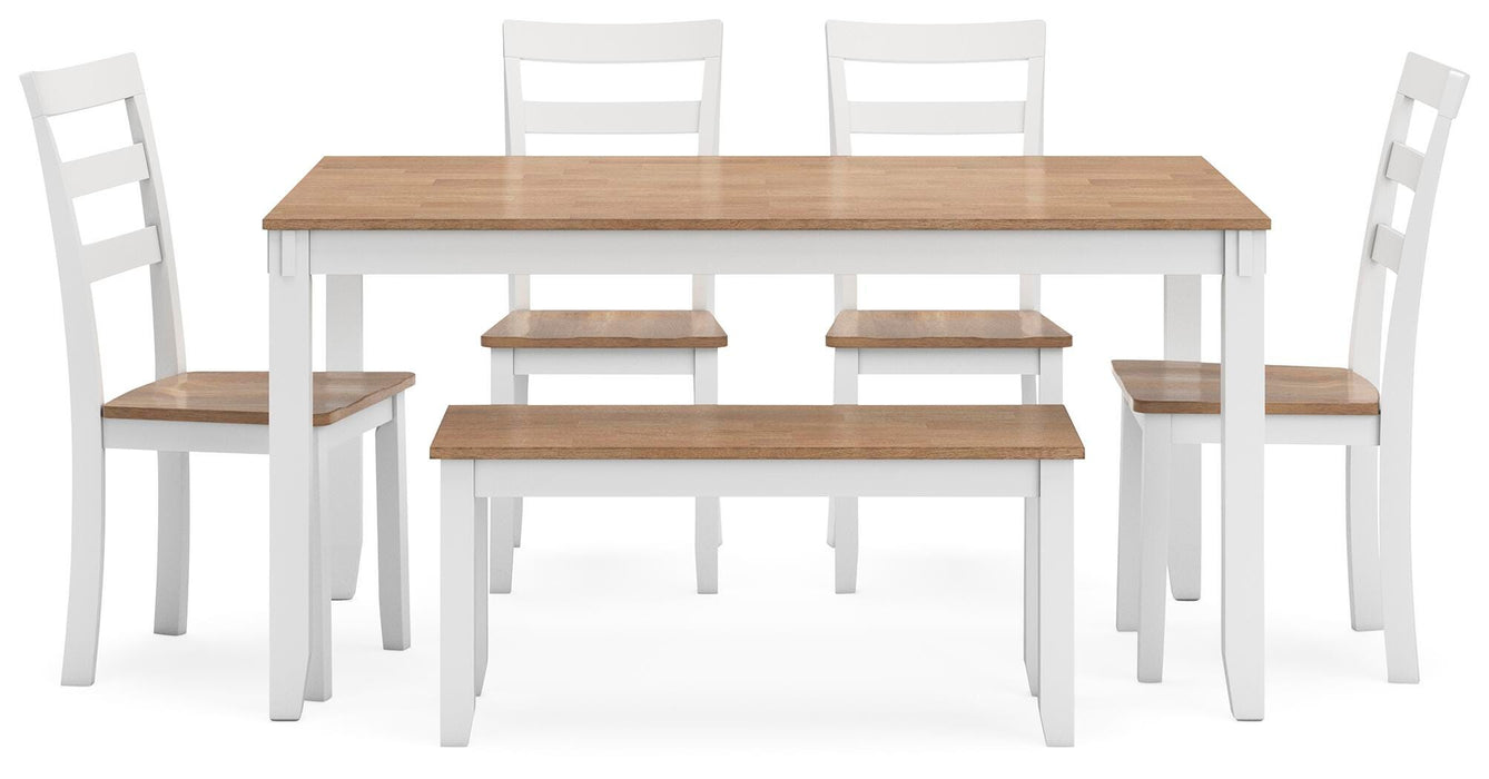 Gesthaven Dining Table with 4 Chairs and Bench (Set of 6) - Eclectic 79 Furniture Store