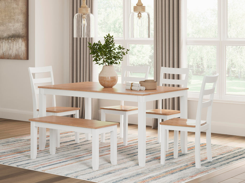 Gesthaven Dining Table with 4 Chairs and Bench (Set of 6) - Eclectic 79 Furniture Store