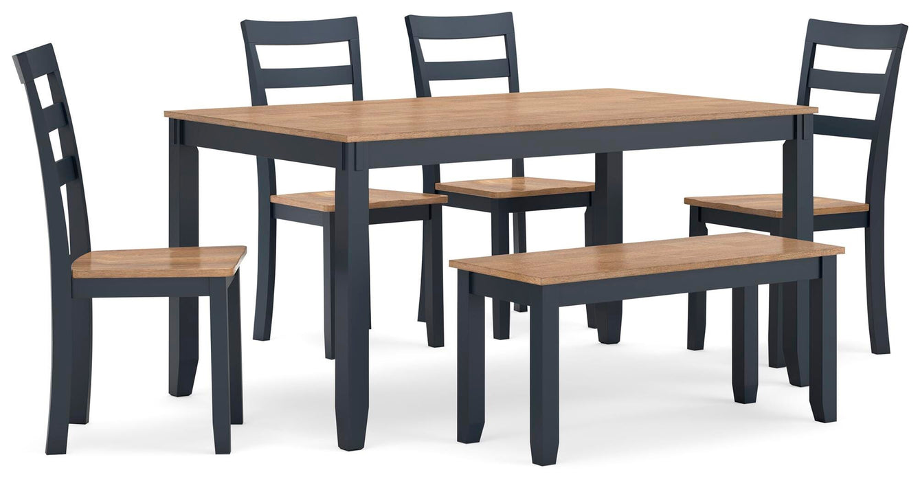 Gesthaven Dining Table with 4 Chairs and Bench (Set of 6) - Eclectic 79 Furniture Store