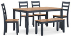 Gesthaven Dining Table with 4 Chairs and Bench (Set of 6) - Eclectic 79 Furniture Store