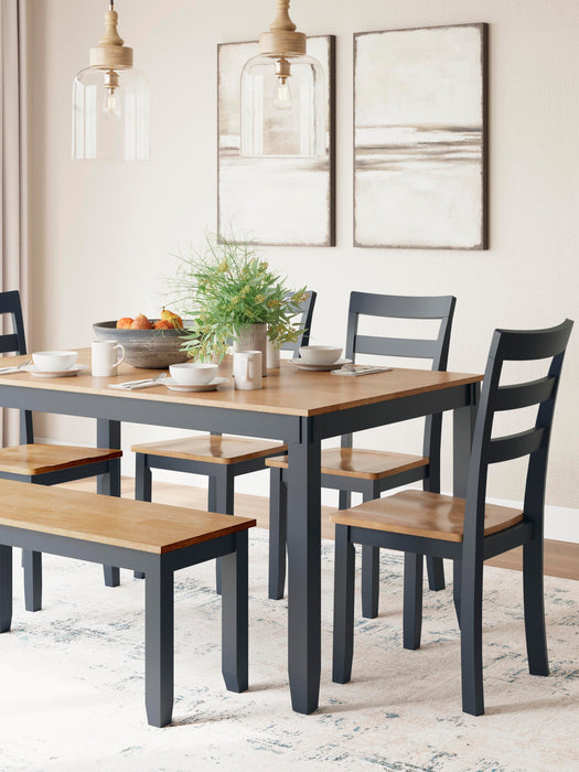 Gesthaven Dining Table with 4 Chairs and Bench (Set of 6) - Eclectic 79 Furniture Store