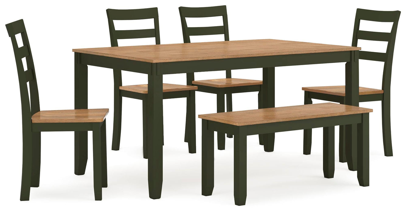 Gesthaven Dining Table with 4 Chairs and Bench (Set of 6) - Eclectic 79 Furniture Store
