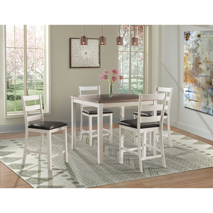 Martin 5pc Counter Set (Dark Brown Top - White Base) - Eclectic 79 Furniture Store
