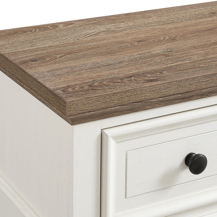 Eastwood Youth 3-Drawer Nightstand in Brown and Off-White