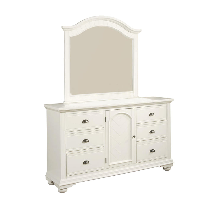 Brookpine White Dresser & Mirror Set