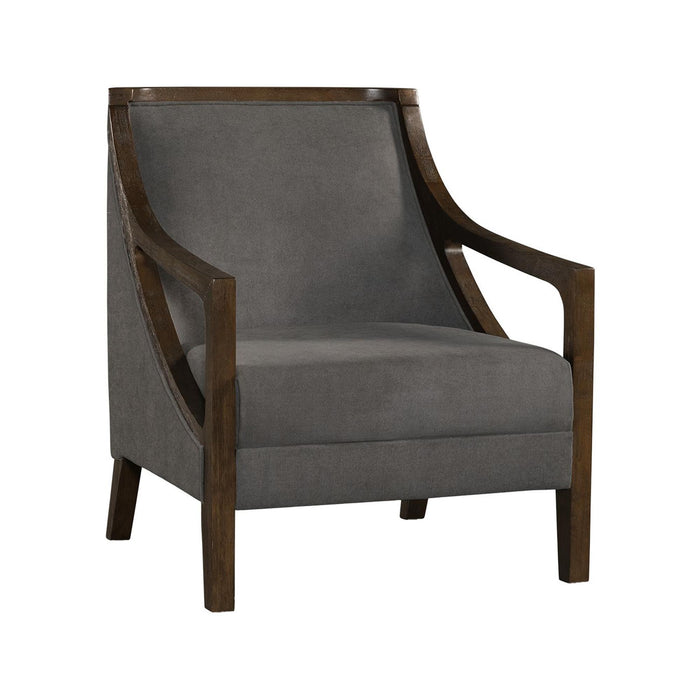 Hopkins Chair w/Brown Arm Columbia Charcoal