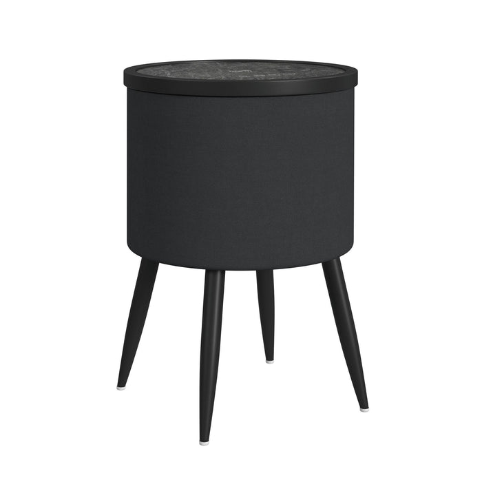 Halo Round Smart End Table in Black