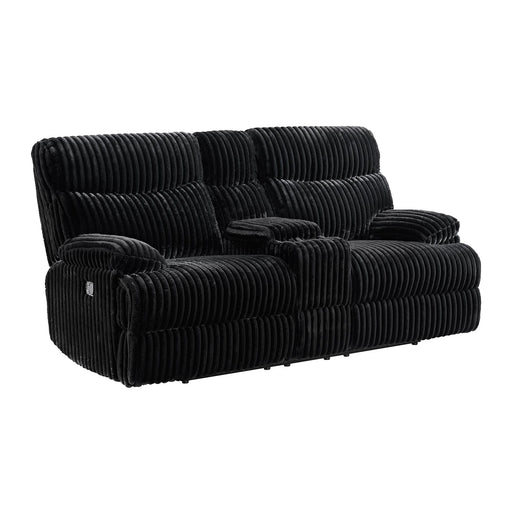 Admiral Motion Loveseat with Console in Masis Black - Eclectic 79 Furniture Store